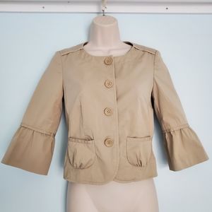Loft Petite Cropped Tan Jacket with Bell Sleeves